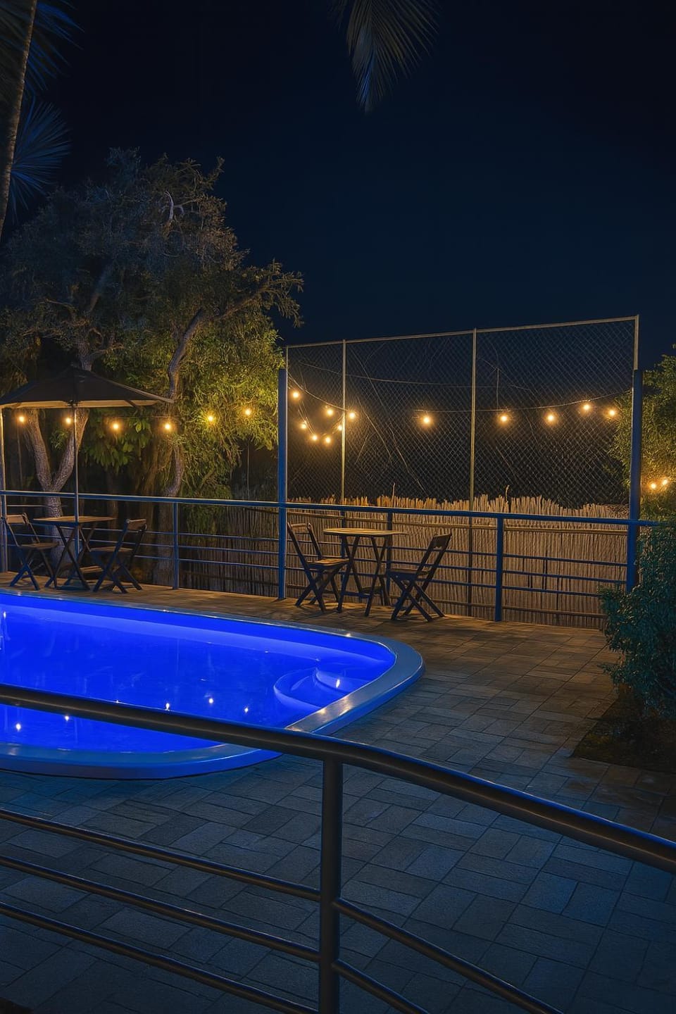 Night, Pool view, Swimming pool