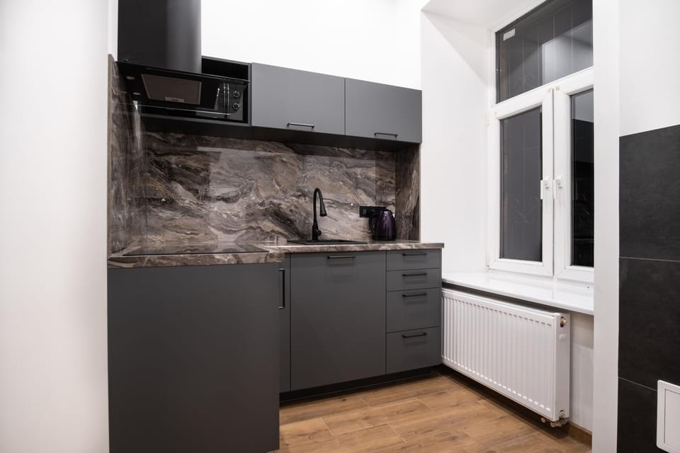 Kitchen or kitchenette, minibar, stove