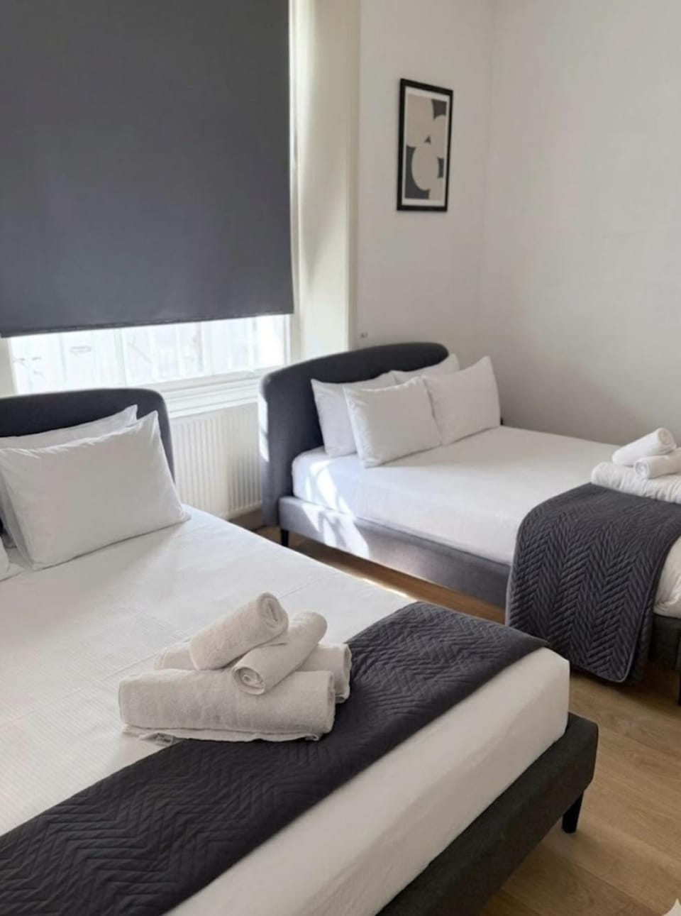 Bed, Photo of the whole room, Bedroom, towels