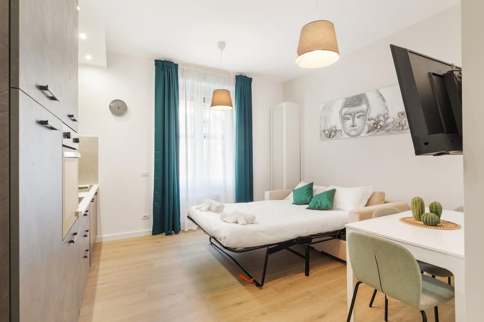 Bed, Living room, Seating area