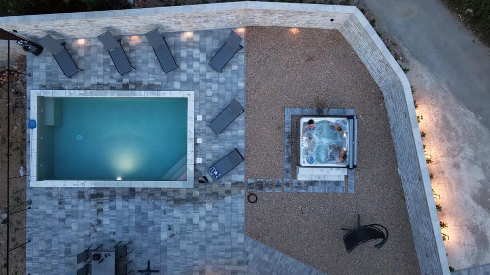 Modern villa with heated pool, whirpool in quiet area - by Traveler tourist agency Krk ID 2180 Villa in Primorje-Gorski Kotar County