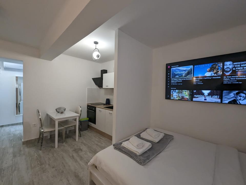 Bed, TV and multimedia, Kitchen or kitchenette, Photo of the whole room, Bedroom, hair dresser, minibar, towels