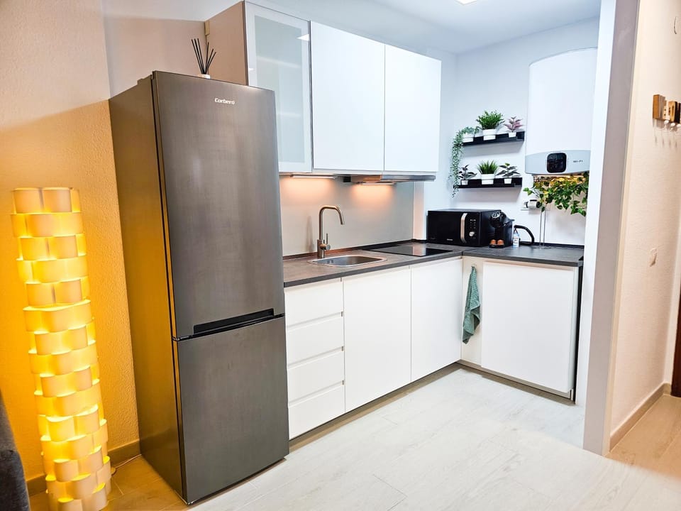 Kitchen or kitchenette, minibar, stove