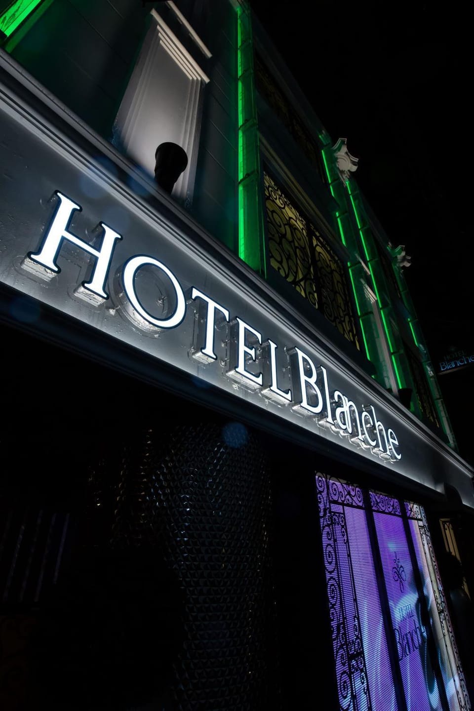 Property building, Night, Property logo or sign