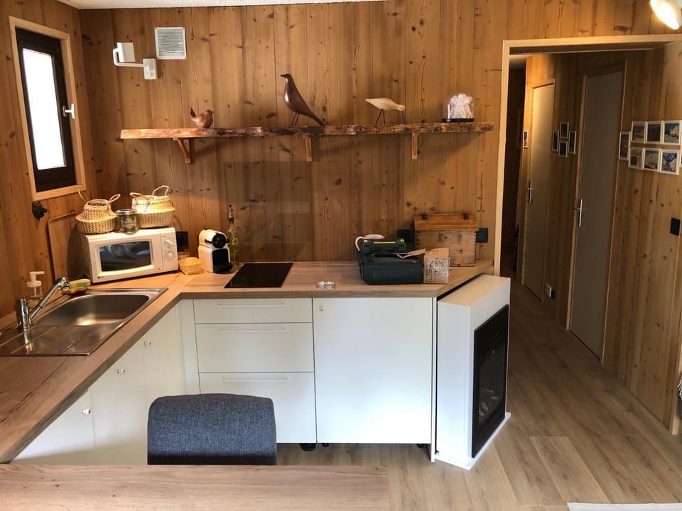 Kitchen or kitchenette, minibar, stove