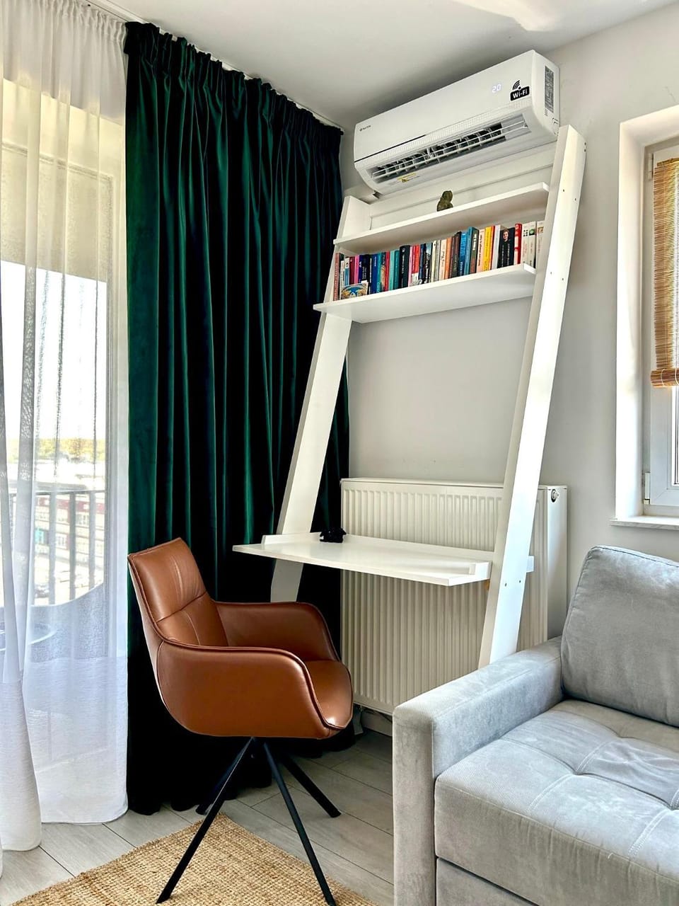 Library, Living room, Seating area, air conditioner