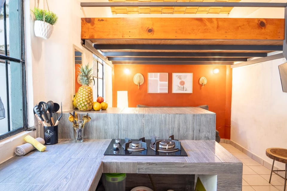 Kitchen or kitchenette, Living room, Seating area