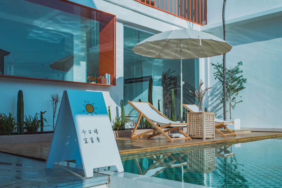Pool view, sunbed