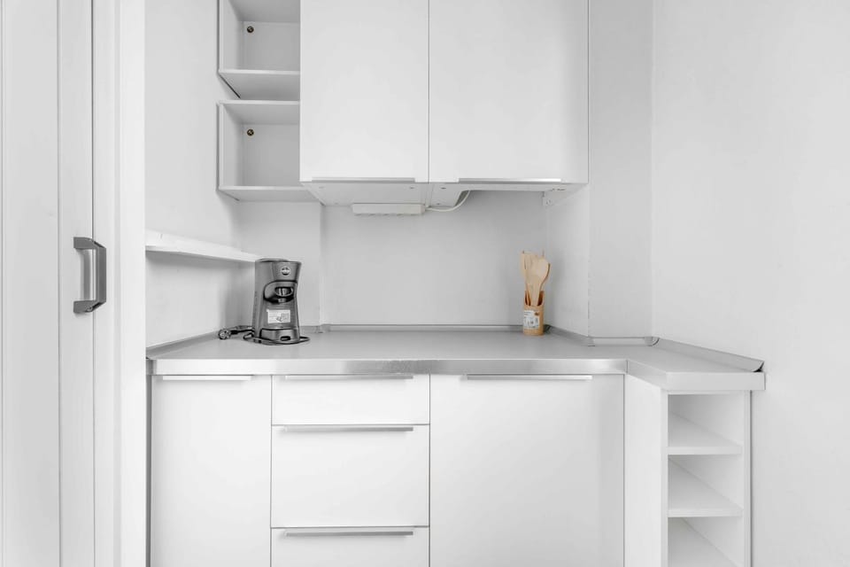 Kitchen or kitchenette, stove