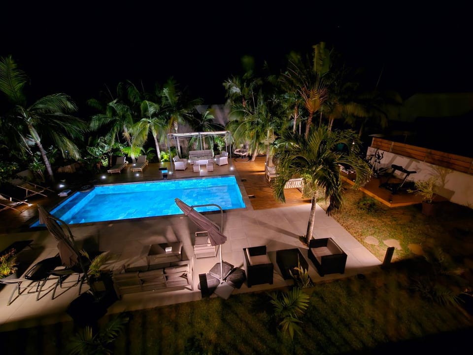 Night, Pool view, Swimming pool