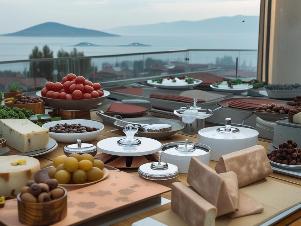 Natural landscape, Food and drinks, Food, Mountain view, Buffet breakfast