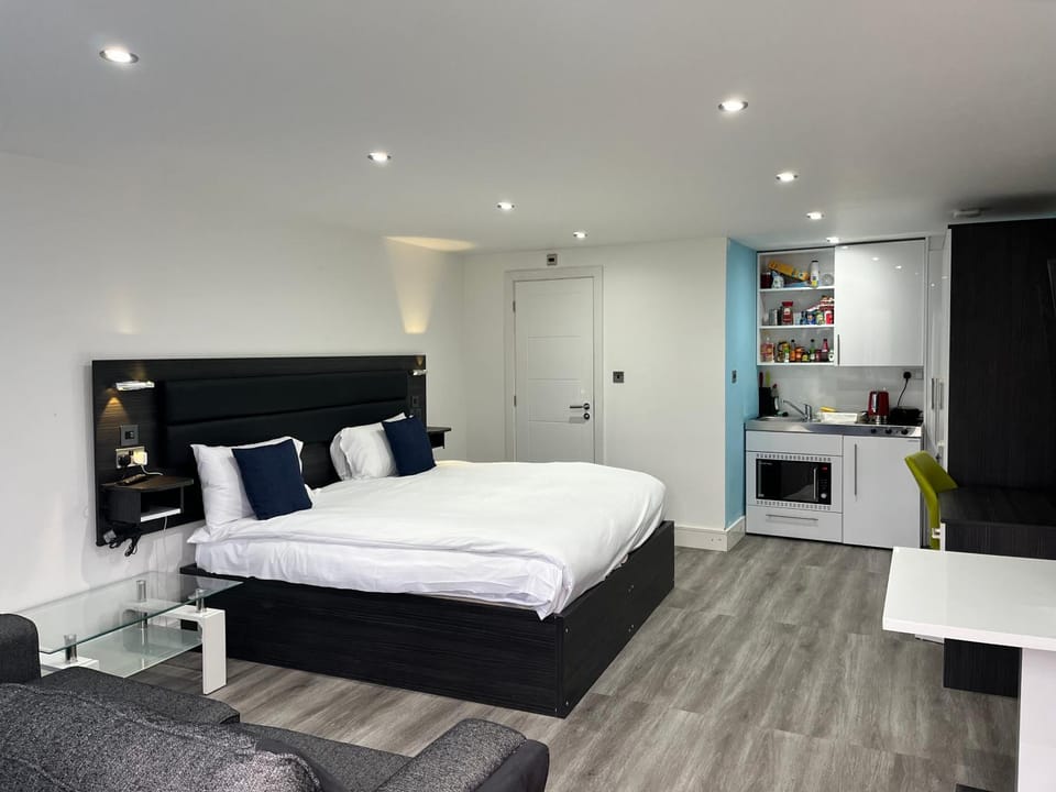 Bed, Kitchen or kitchenette, Living room, Photo of the whole room, Seating area, Dining area, Bedroom, minibar, pet friendly, stove, wardrobe
