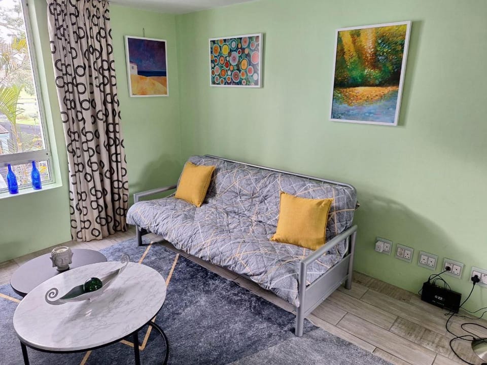 Bed, Living room, Seating area