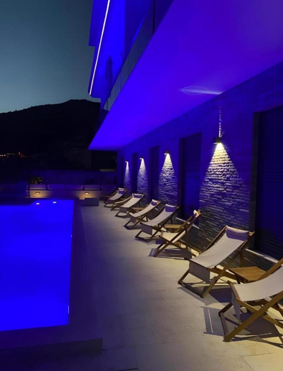 Night, Pool view, Swimming pool