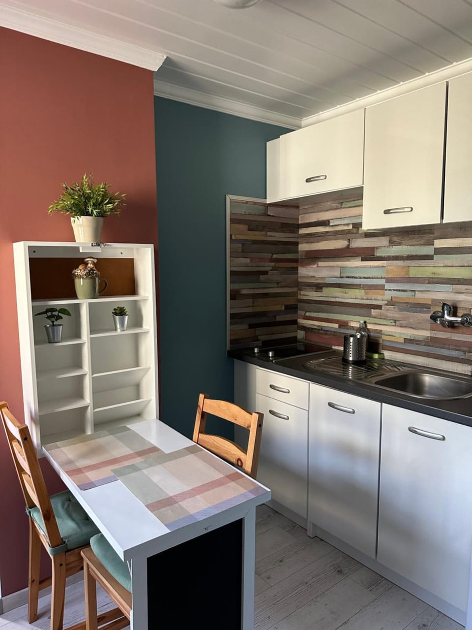 Kitchen or kitchenette, stove