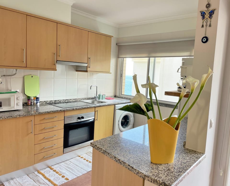 Kitchen or kitchenette, microwave, oven, stove, washing machine