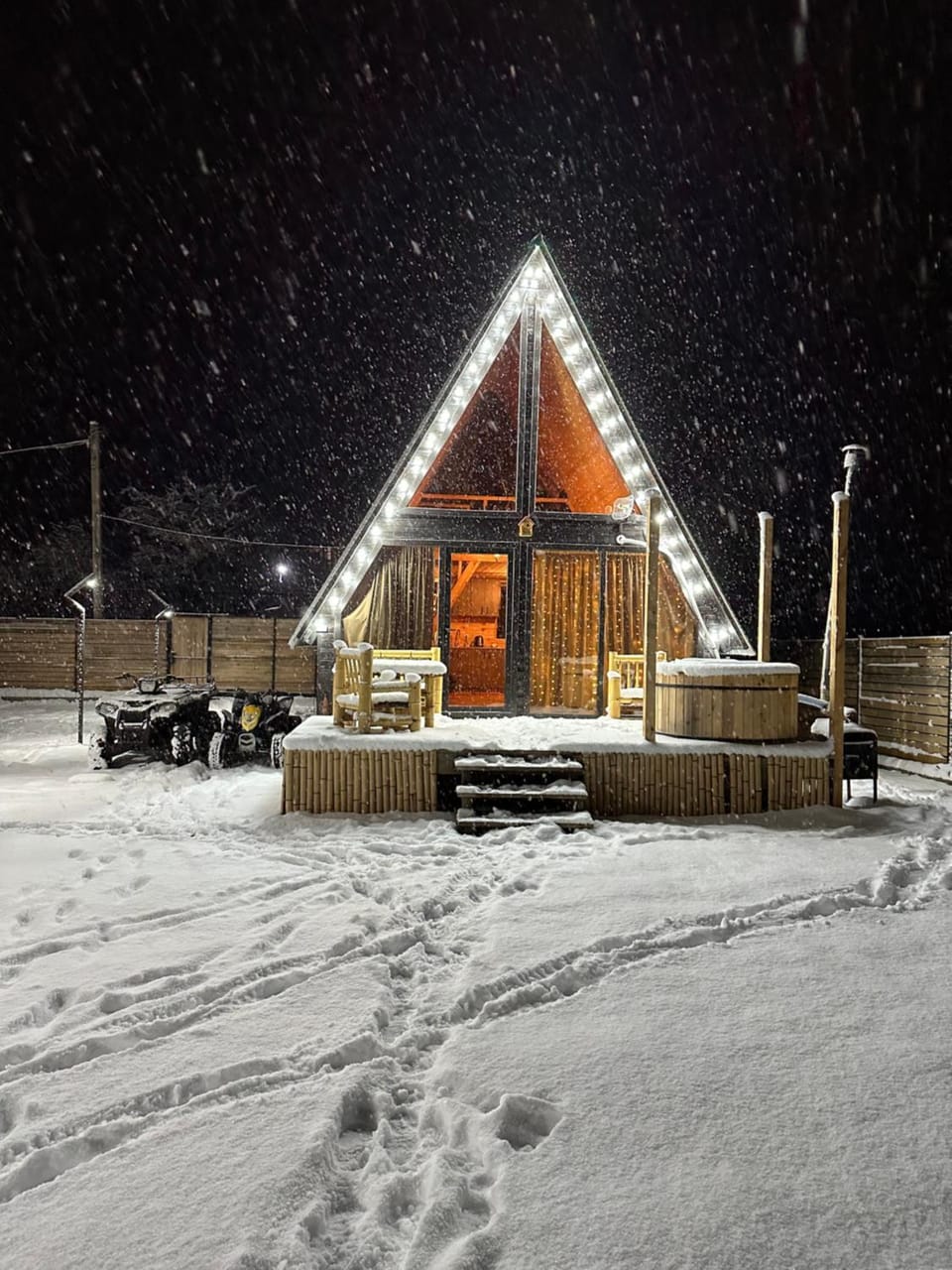 Property building, Night, Winter