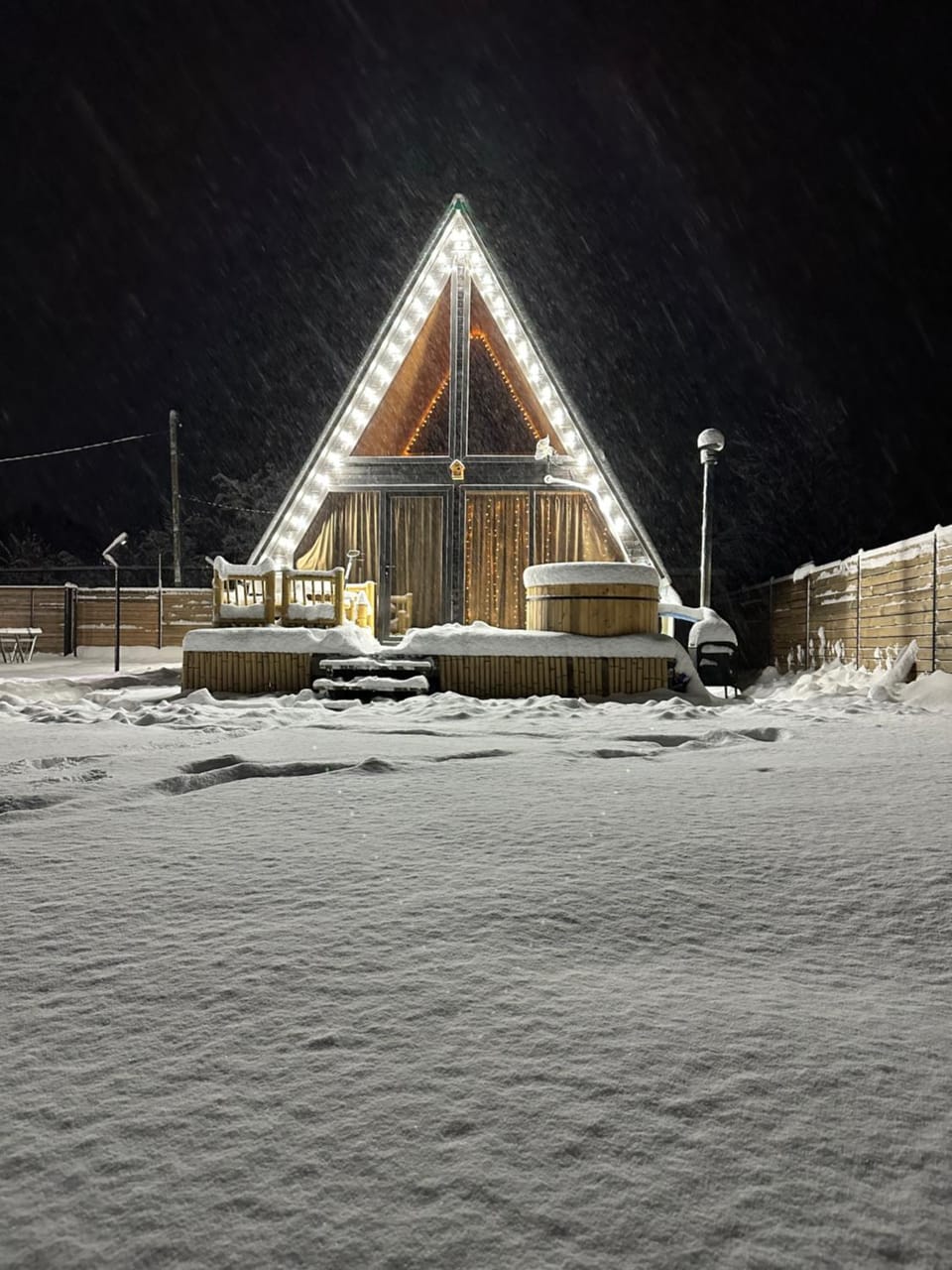 Property building, Night, Winter