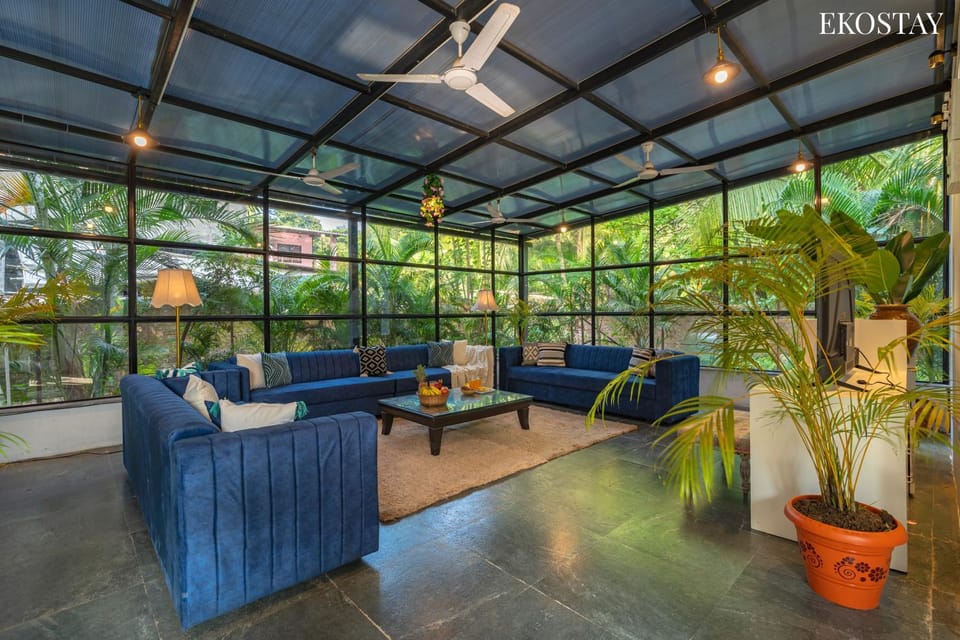 Living room, Seating area, Garden view