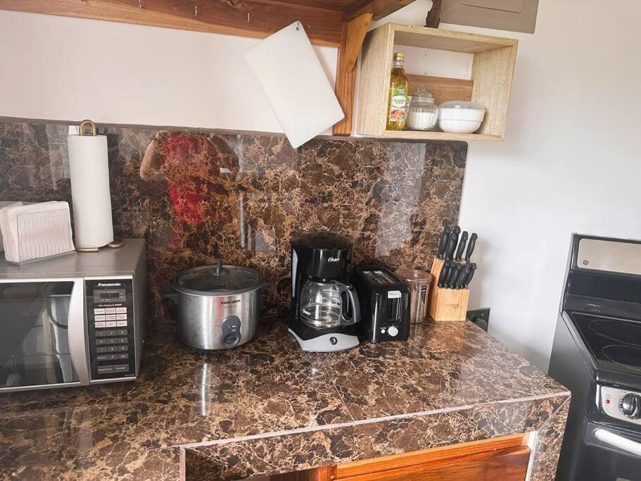 Kitchen or kitchenette, toaster
