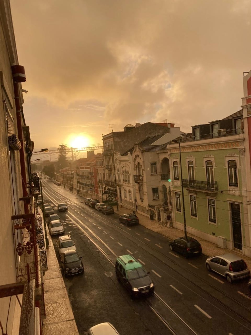 City view, Street view, Sunrise