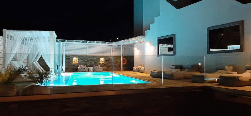 Patio, Night, Swimming pool