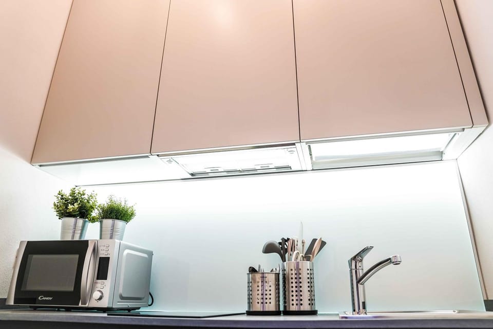 Kitchen or kitchenette, stove