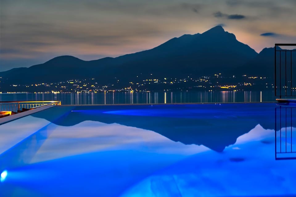 Night, Pool view, Swimming pool