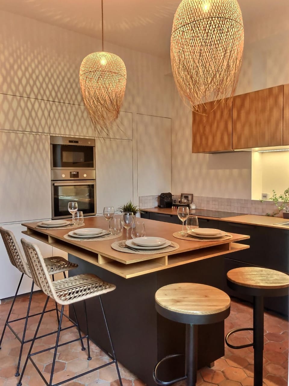 Kitchen or kitchenette, stove, kitchen
