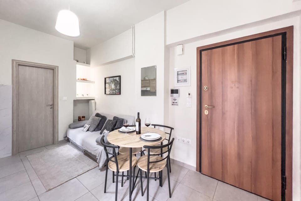 Kitchen or kitchenette, Living room, Seating area, Dining area