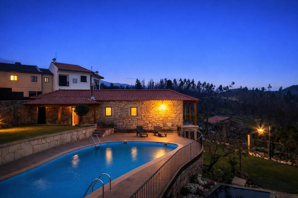 Property building, Swimming pool, Sunset