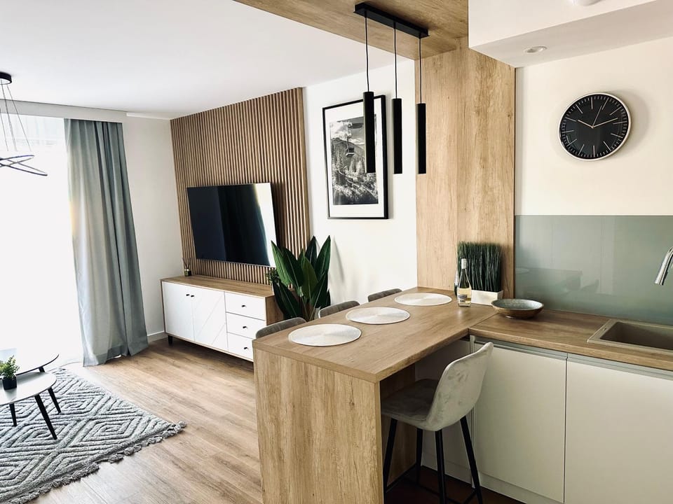 TV and multimedia, Kitchen or kitchenette, Living room, Photo of the whole room, Dining area, Evening entertainment