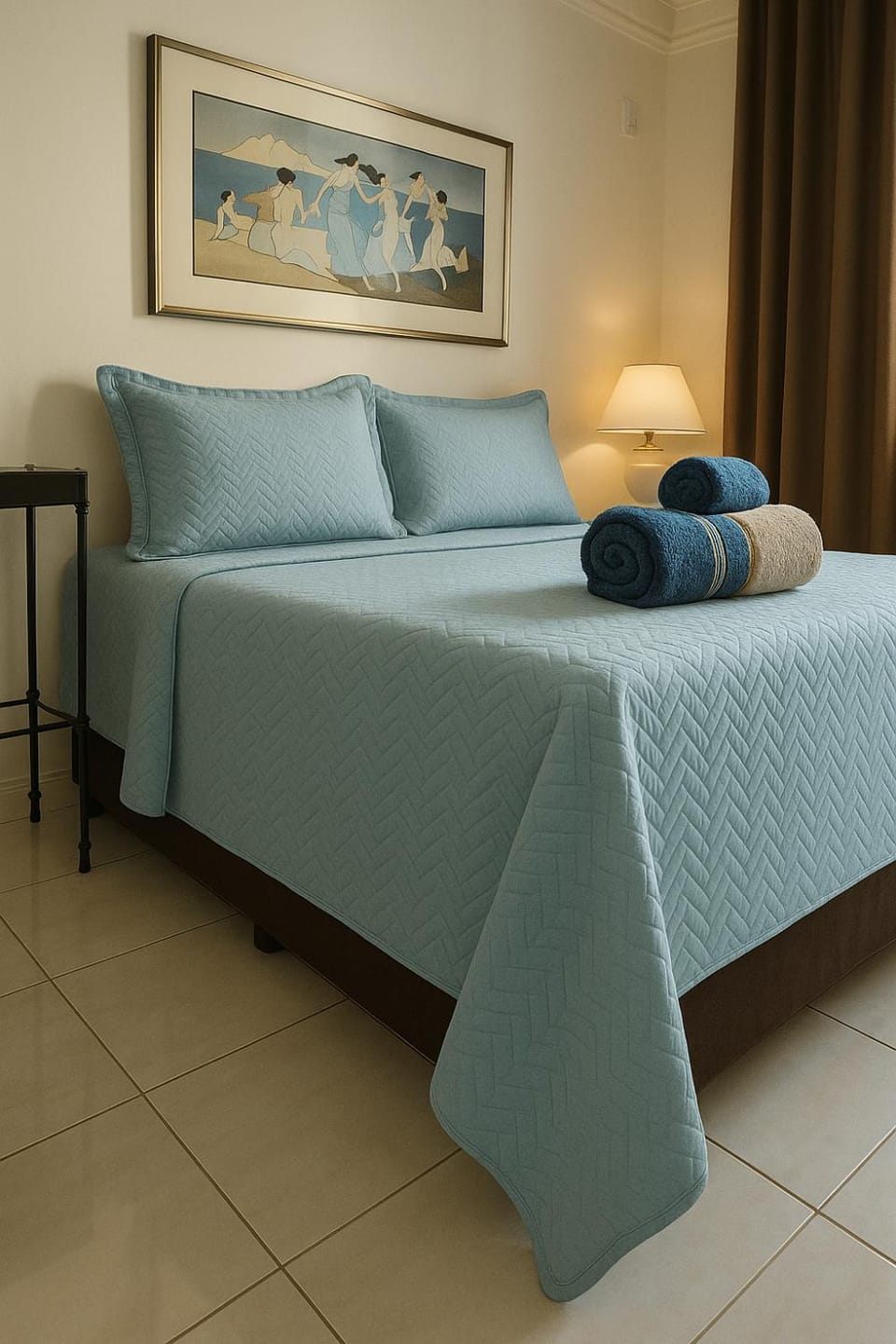 Bed, Photo of the whole room, Bedroom, towels