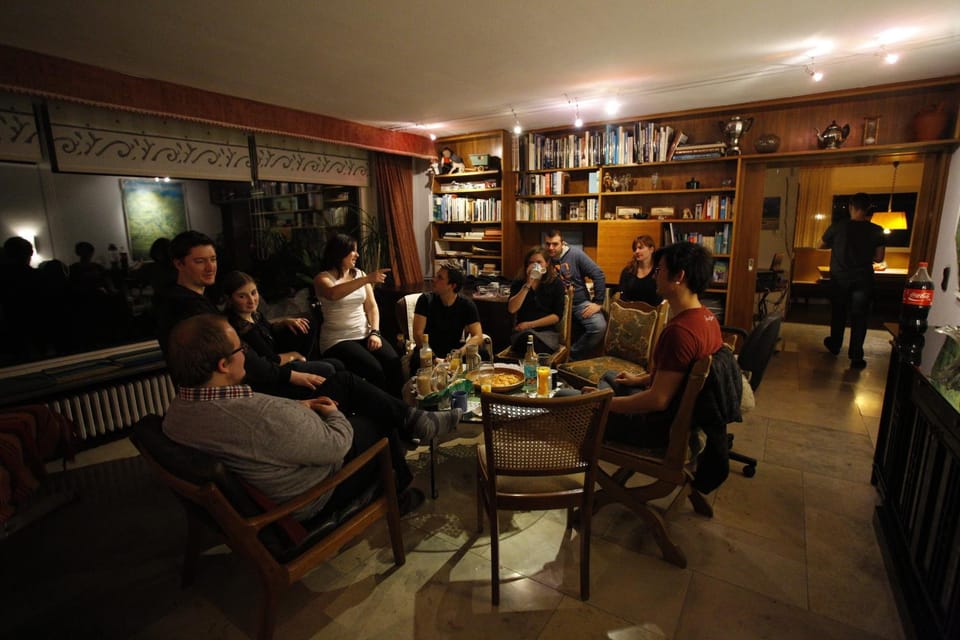Living room, group of guests