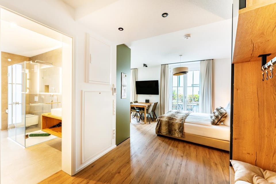 Bed, TV and multimedia, Living room, Photo of the whole room, Seating area, Evening entertainment, Bedroom, wardrobe