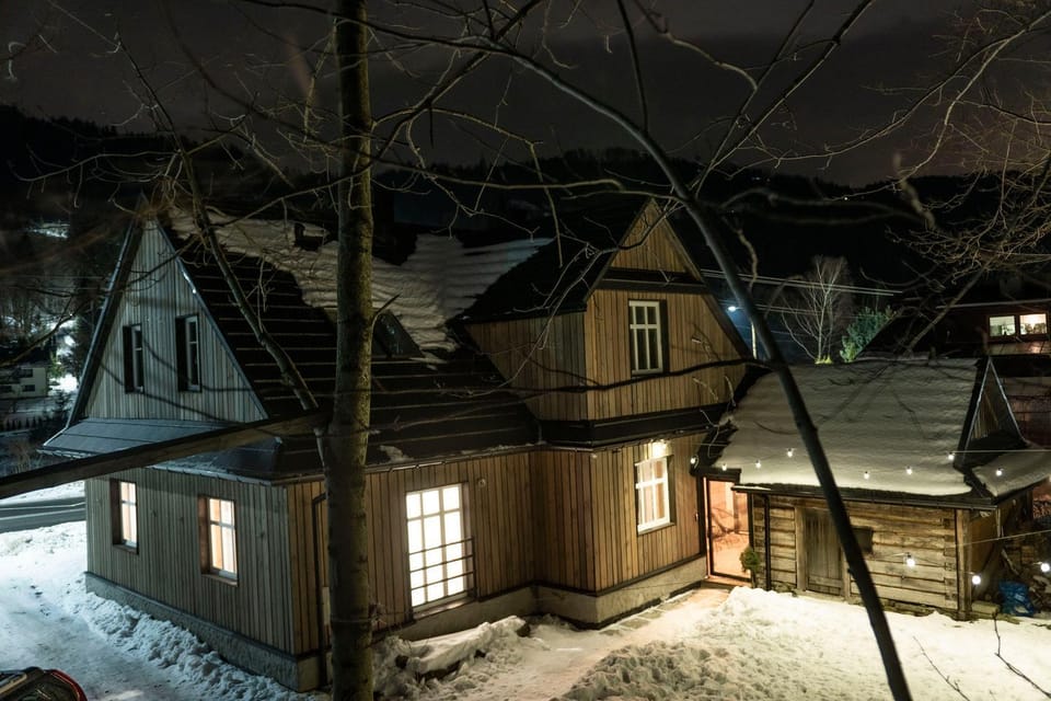 Property building, Night, Winter