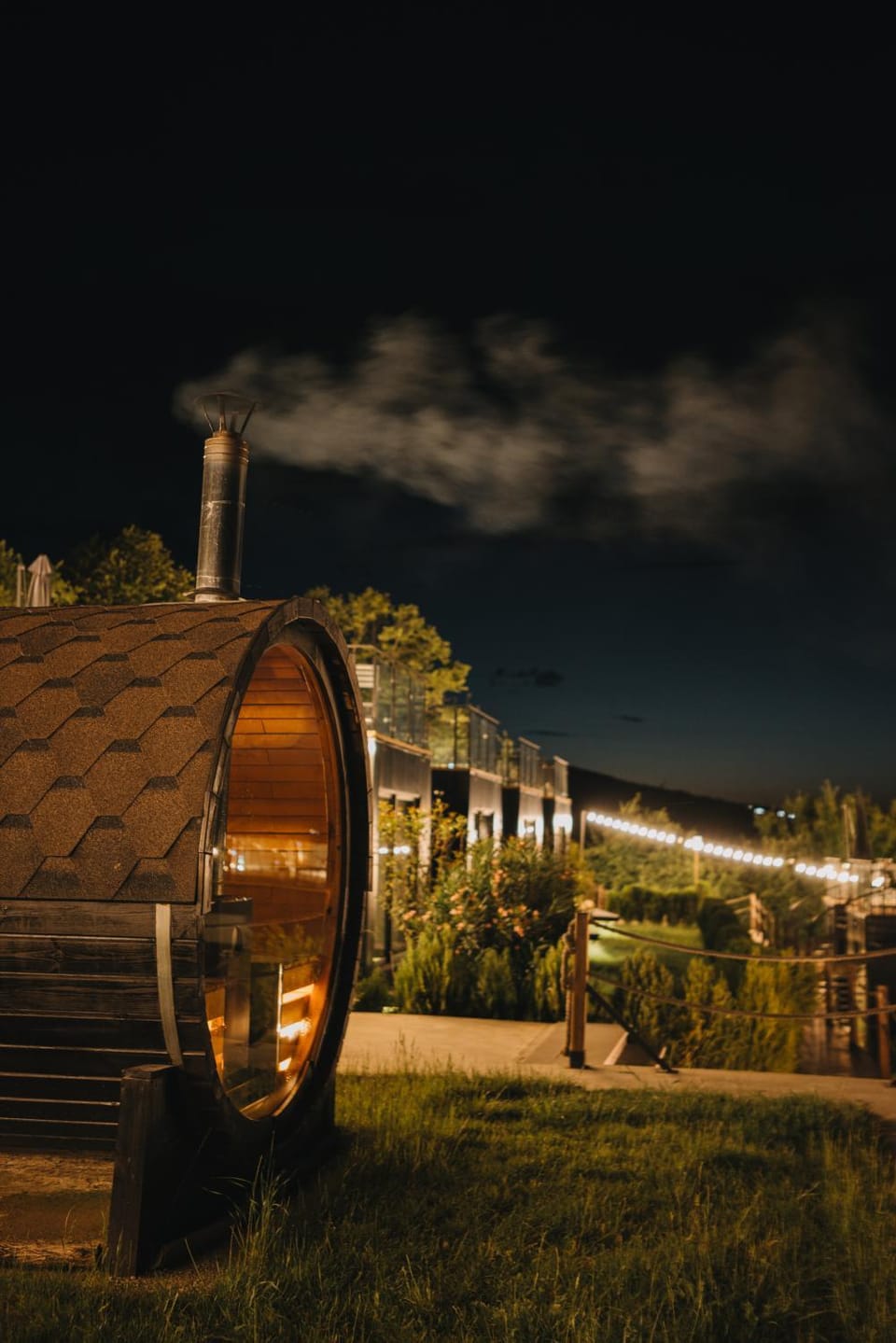 Night, Natural landscape, Sauna