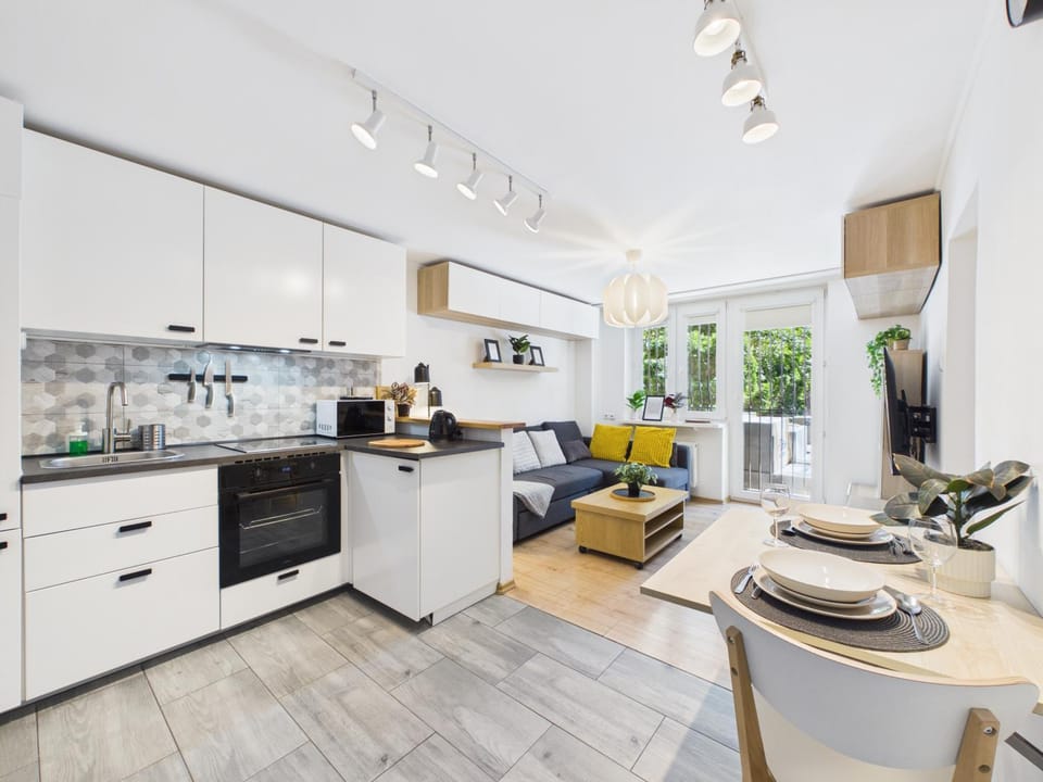 Kitchen or kitchenette, Living room, Dining area