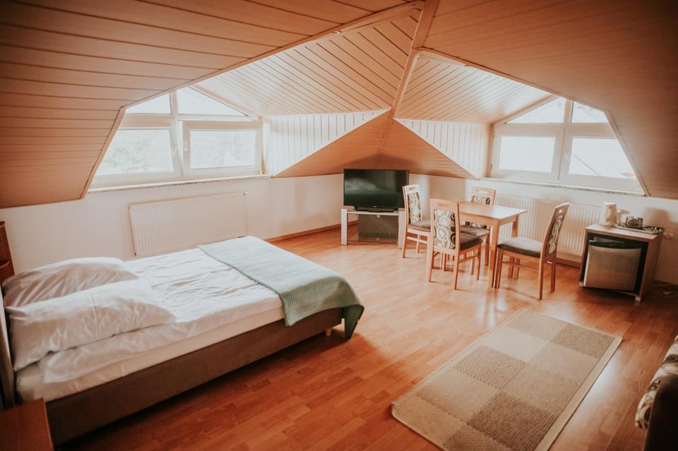 Bed, TV and multimedia, Living room, Photo of the whole room, Seating area, Bedroom