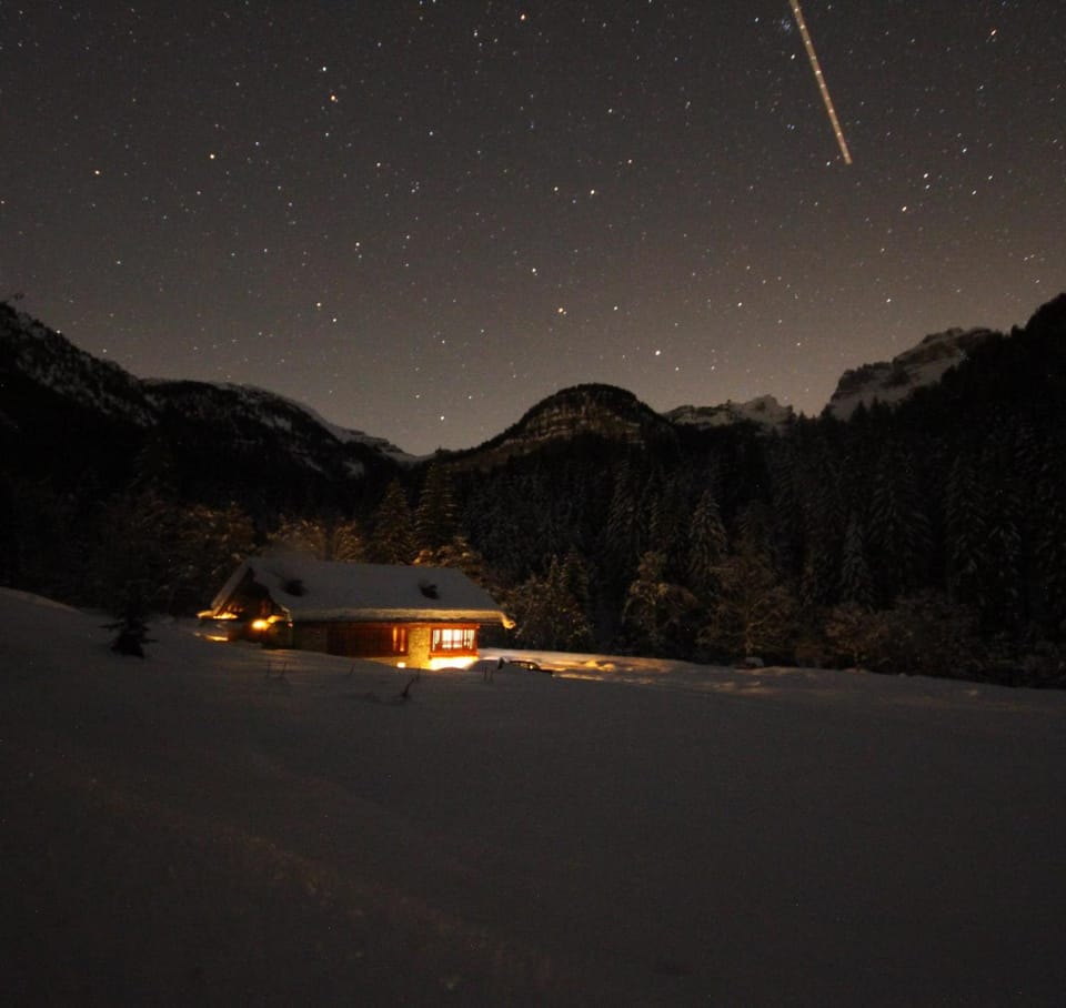 Night, Natural landscape, Winter, Mountain view