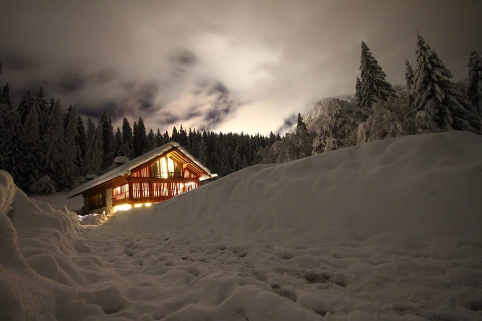 Property building, Night, Natural landscape, Winter