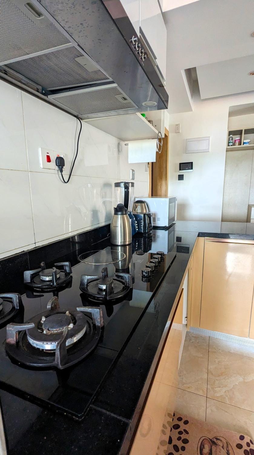 Kitchen or kitchenette, stove