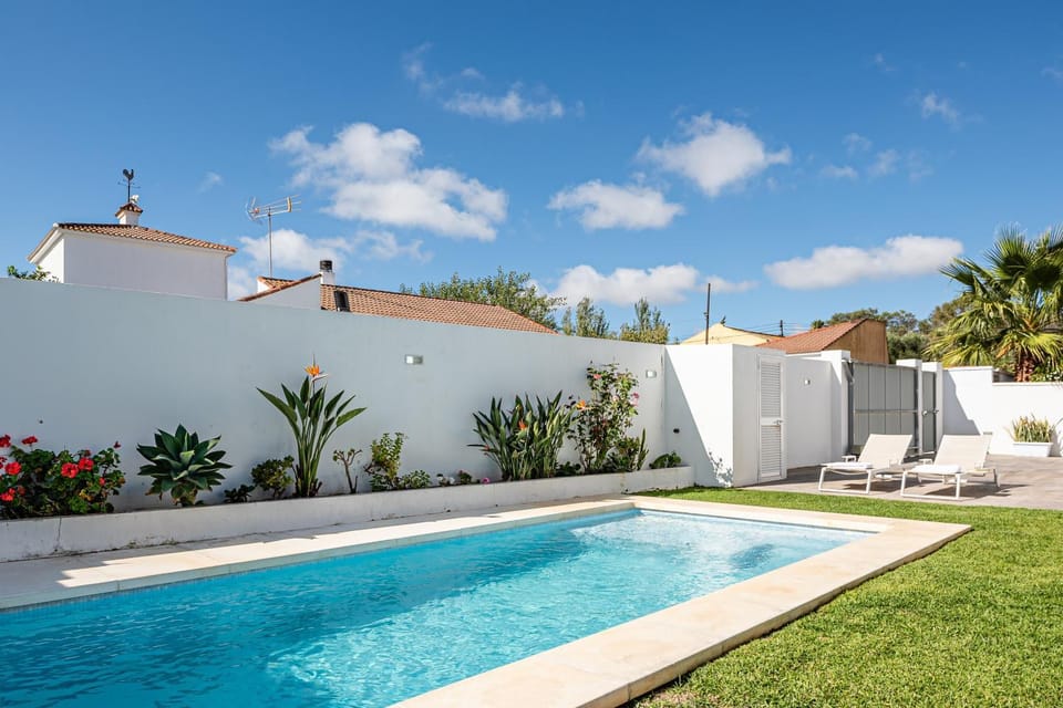 Property building, Living room, Swimming pool