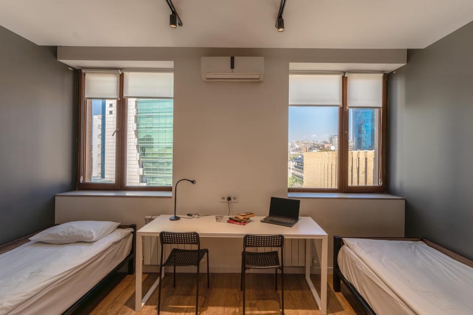 Bed, hair dresser, air conditioner