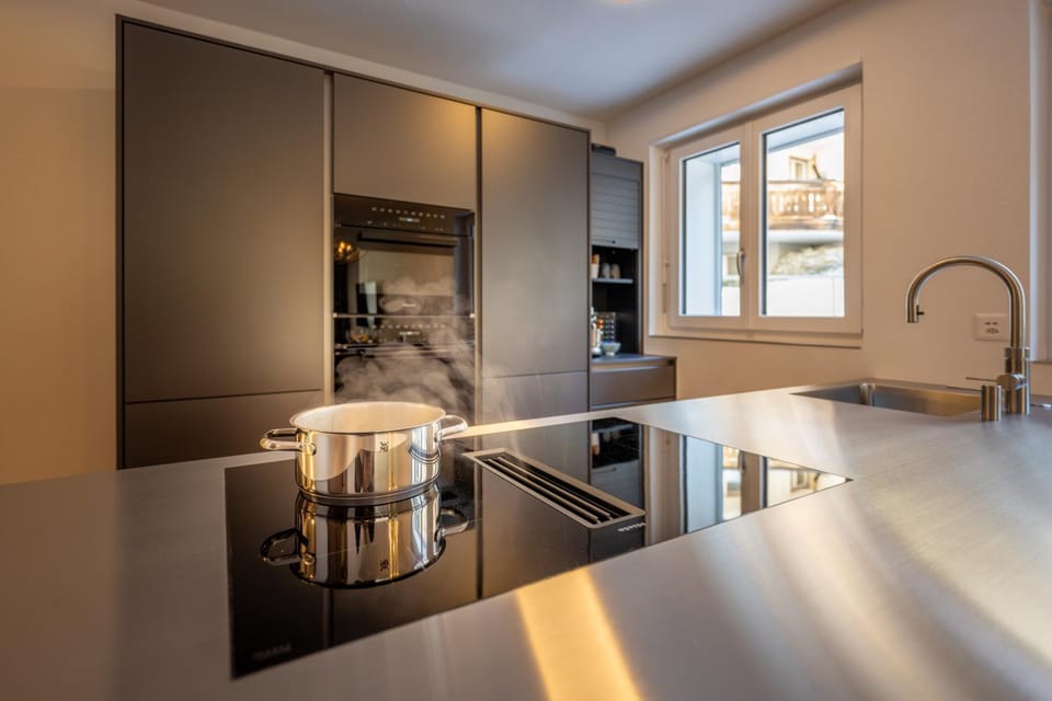 Kitchen or kitchenette, stove