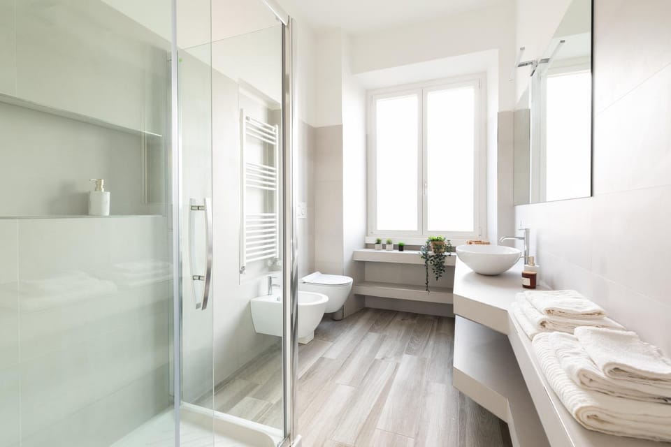Shower, Toilet, Bathroom, Inner courtyard view, bidet