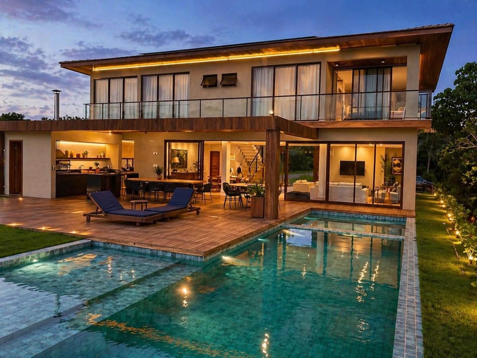 Patio, Natural landscape, Pool view, sunbed