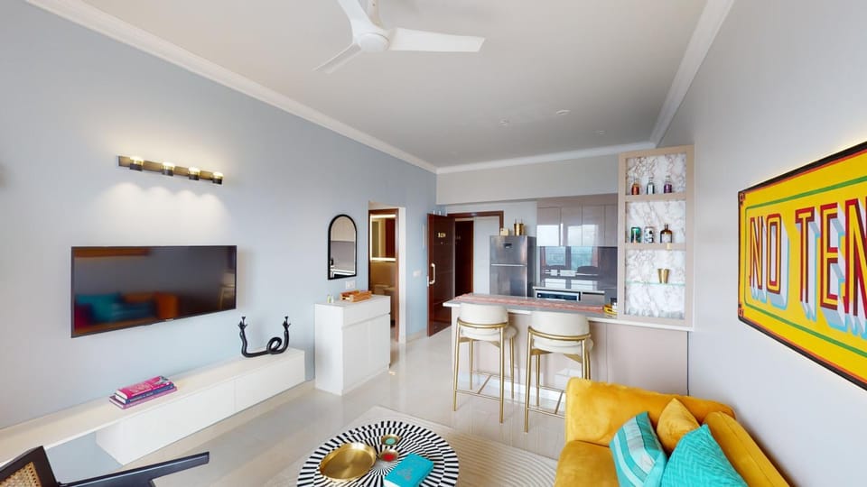 Kitchen or kitchenette, Living room, Seating area, Dining area, fireplace