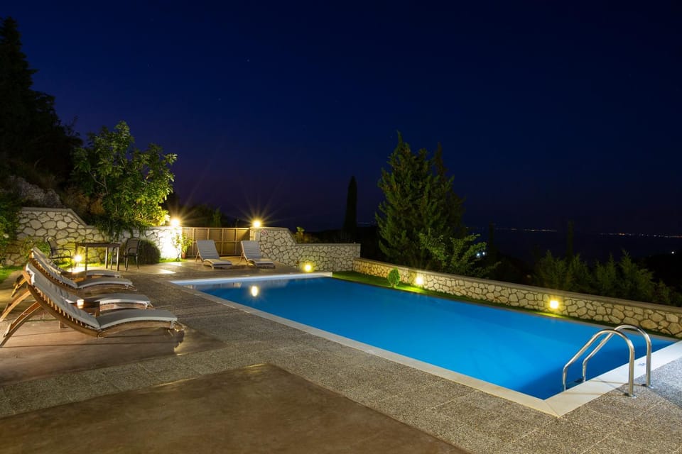 Night, Pool view, Swimming pool, Swimming pool