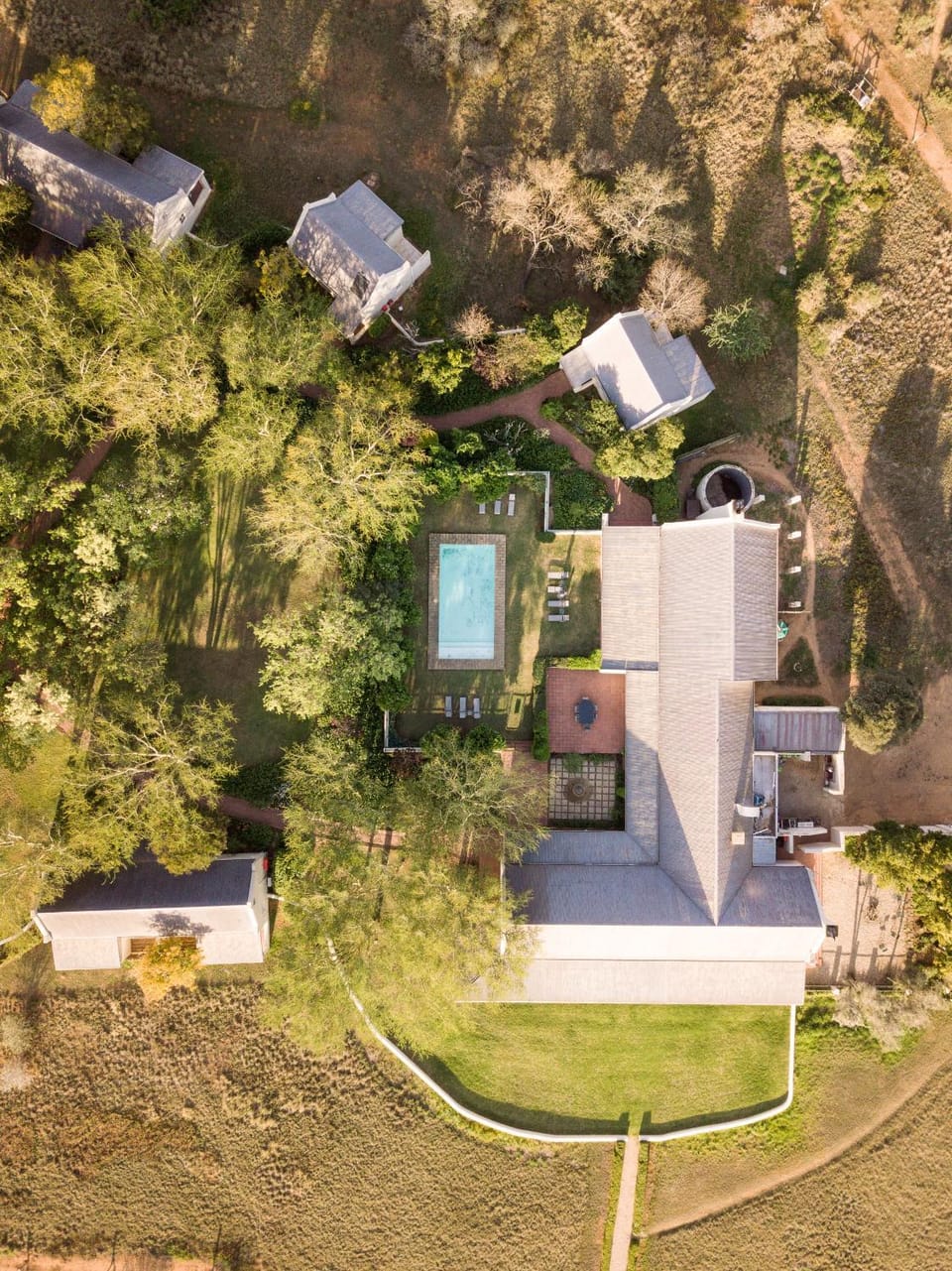 Property building, Natural landscape, Bird's eye view, Swimming pool